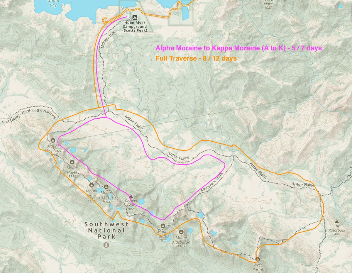 Carte des Western Arthurs