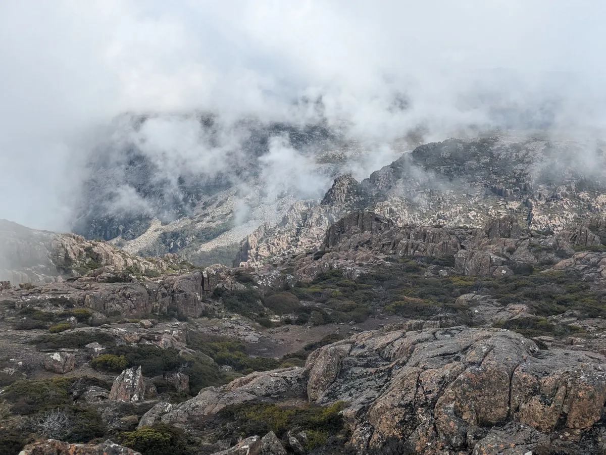Montagne tasmanienne dans la brume